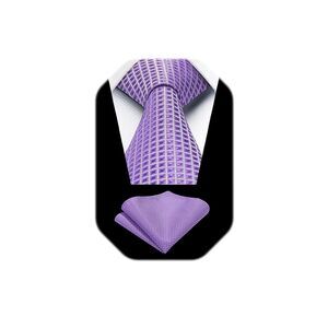 7851 Ties Lavender Tie with Pocket Square Set Lalic Purple Neckties